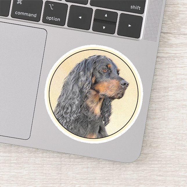 Pegatina Pintura de Gordon Setter - Arte de Perro Original. (Detalle)