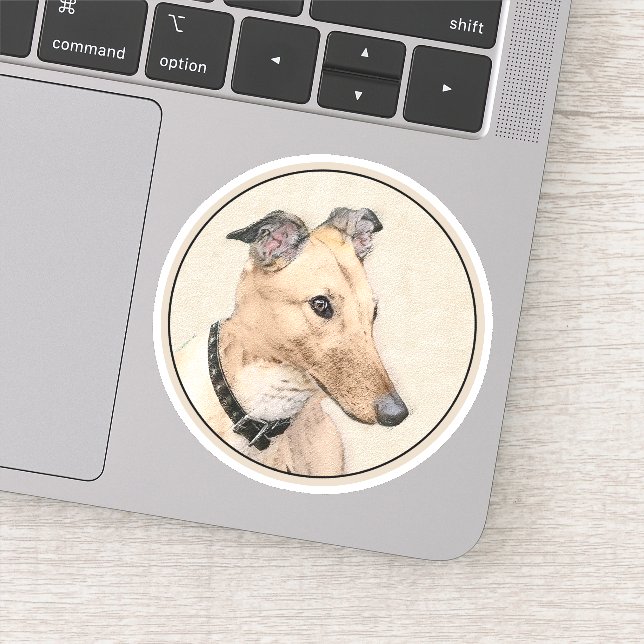 Pegatina Pintura de Greyhound - Arte de perros original muy (Detalle)