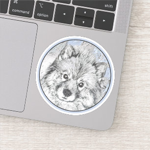 Pegatina Pintura de Keeshond Beth - Arte de Perro Original.
