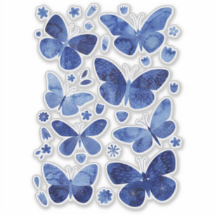 Pegatina Pintura de la naturaleza en acuarela de mariposas 