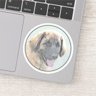 Pegatina Pintura de Leonberger - Arte de Perro Original.