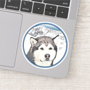 Pegatina Pintura de Malamute de Alaska - Arte de Perro Orig
