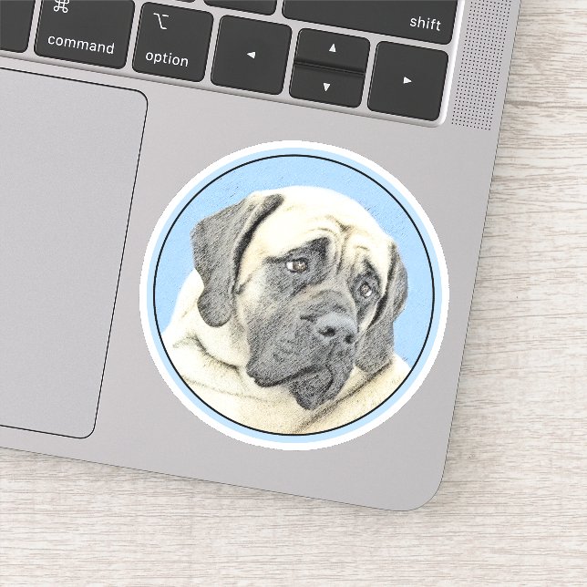 Pegatina Pintura de malvado inglés (Fawn) - Arte de perro o (Detalle)