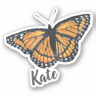 Pegatina Pintura de mariposa monarca con nombre
