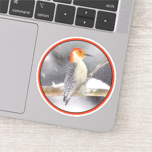 Pegatina Pintura de pájaro de madera roja