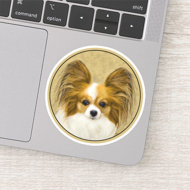 Pegatina Pintura de Papillon (Hound Tri) - Arte original de (Detalle)