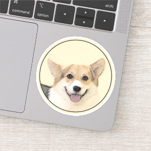 Pegatina Pintura de Pembroke Welsh Corgi - Arte original de
