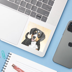 Pegatina Pintura de Perro de la Montaña Entlebucher Arte P