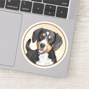 Pegatina Pintura de Perro de la Montaña Entlebucher Arte Pe
