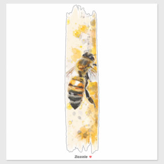 Pegatina Pintura de pincel de abeja de miel de color acuáti