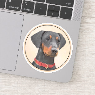 Pegatina Pintura de Pinscher original de arte animal