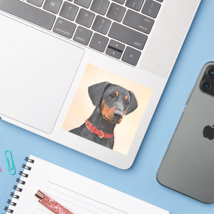 Pegatina Pintura de Pinscher original de arte animal