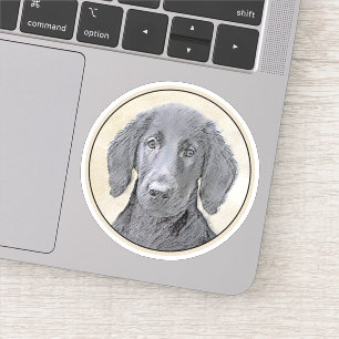 Pegatina Pintura de Retriever de Pelo Plano - Arte de Perro