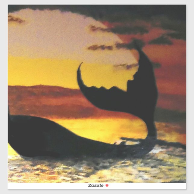Pegatina Pintura de sol de sirena #2 (Hoja)