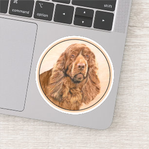 Pegatina Pintura de Sussex Spaniel - Arte Perro Original Cu