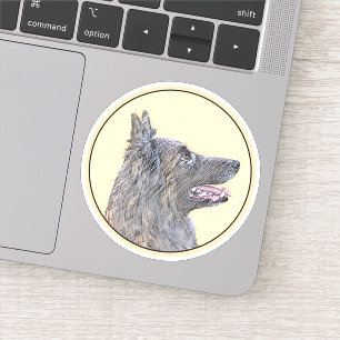 Pegatina Pintura de Tervuren belga - Arte de perro original