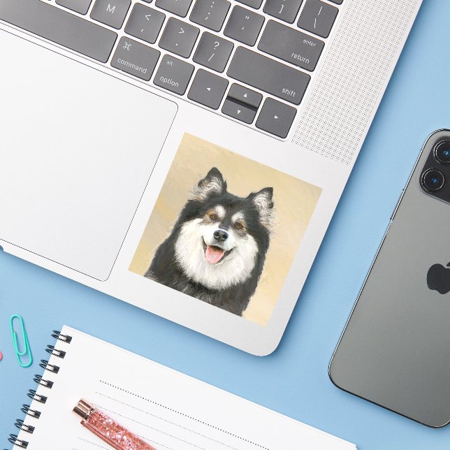 Pegatina Pintura finlandesa de Lapphund - Arte de Perro ori (Ordenado portátil con iPhone)
