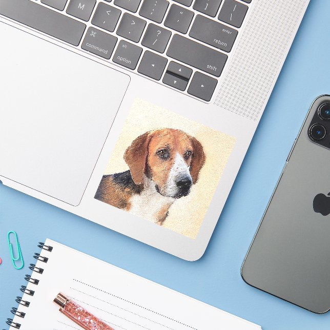 Pegatina Pintura Harrier - Arte Perro Original Cuto (Ordenado portátil con iPhone)