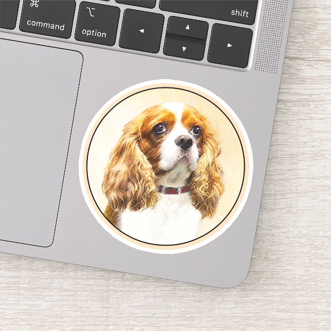 Pegatina Pintura original de Cavalier King Charles Spaniel (Detalle)