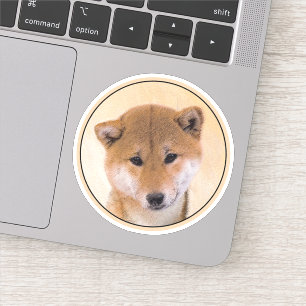 Pegatina Pintura Shiba Inu (roja) - Arte Perro Original