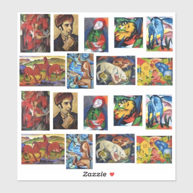 Pegatina Pinturas de arte de Franz Marc (Hoja)