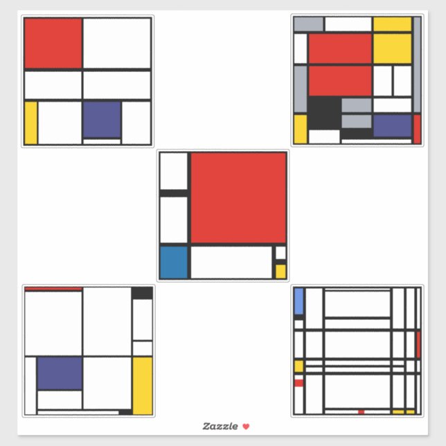 Pegatina Pinturas de arte moderno de Mondrian Piet (Hoja)