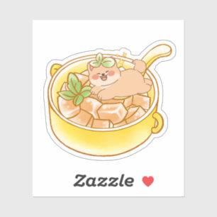 Pegatina Piou el perro Shiba en tazón de sopa Kawaii
