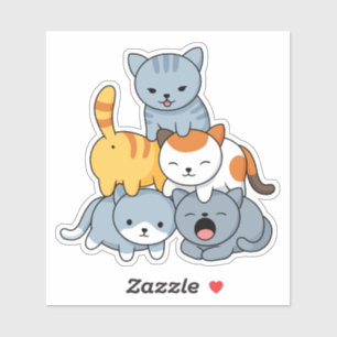 Pegatina Pirámide de Gatos - Grupo de Gatos