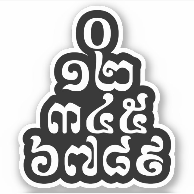 Pegatina Pirámide de números camboyanos - 0 12 345 6789 Jem (Anverso)