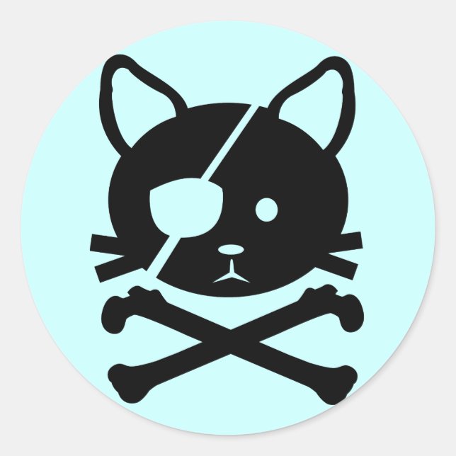 Pegatina pirata de gato (Anverso)