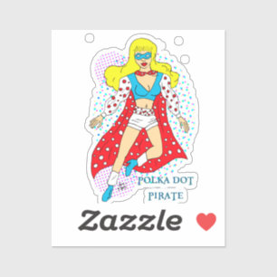 Pegatina Pirata de puntos de Polka - Superhéroe de dominio 