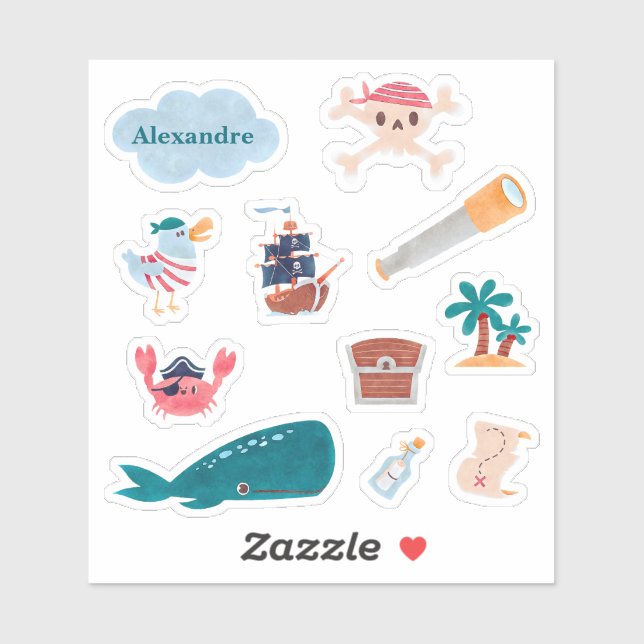 Pegatina Piratas del Caribe Isla Océano Ballena Muchachos (Hoja)