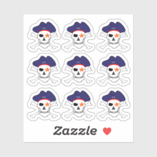 Pegatina Piratas y Capitán Jack, calavera X huesos cruzados