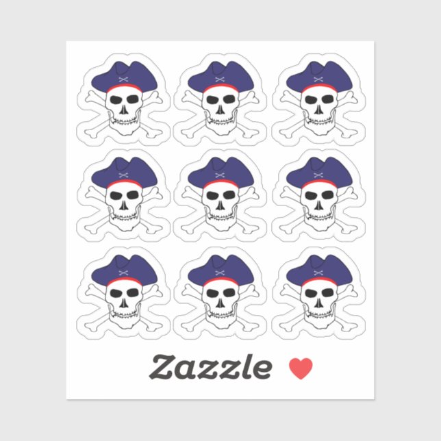 Pegatina Piratas y capitán Jack, cráneo X huesos cruzados / (Hoja)