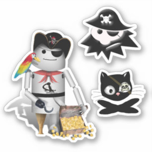 Pegatina Pirate Robot, Cat y Kid 3 Pack