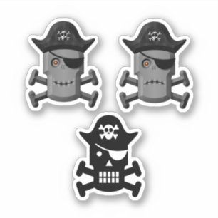 Pegatina Pirate Robot Jolly Roger 3 Pack
