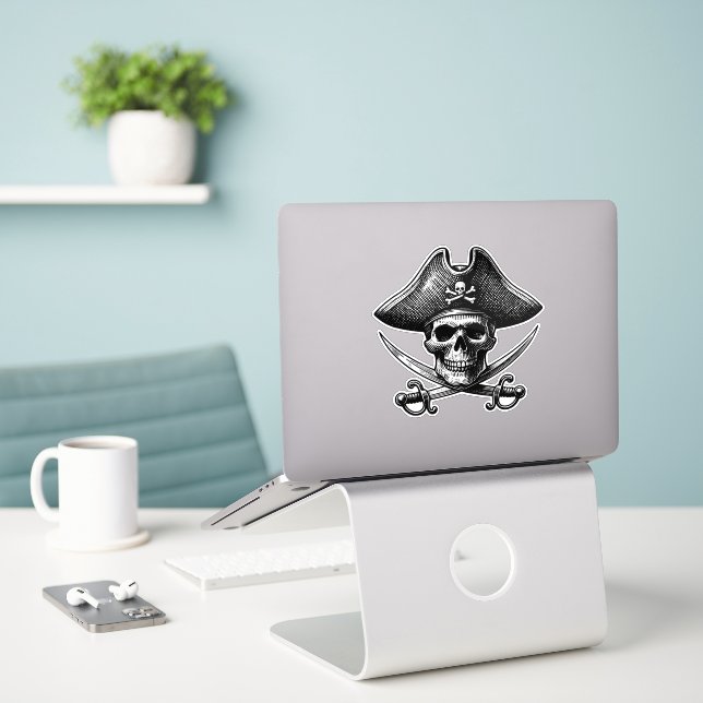 Pegatina Pirate Skeleton Sticker – Spooky Fun Design (Ordenado portátil  en el escritorio)