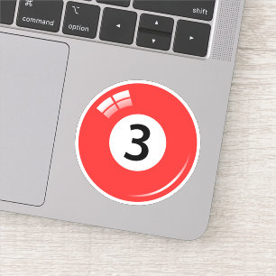 Pegatina Piscina/azul del número tres de la bola de billar