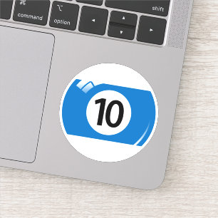 Pegatina Piscina/bola de billar número diez (10) blanco