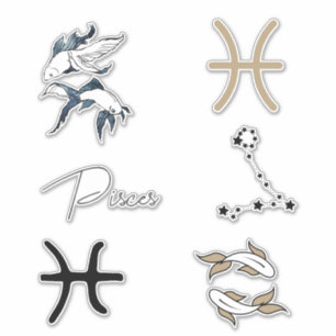 Pegatina Piscis astrología zodiac cumpleaños oro