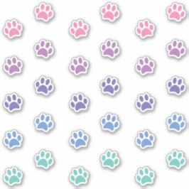 Pegatina Pistas de impresión Verde azuladas paw rosa púrpur