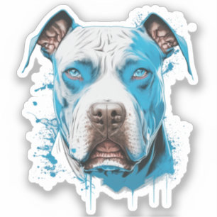 Pegatina Pitbull con ojos azules   Perro Lover