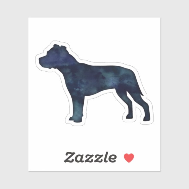 Pegatina Pitbull Perro Raza Silhouette Black Watercolor (Hoja)