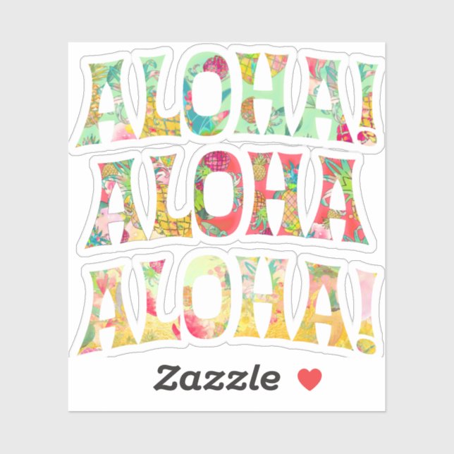 Pegatina PixDezines Aloha, Moneda, Coral+Amarillo Dorado (Hoja)