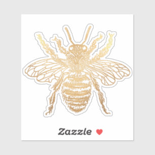 Pegatina PixDezines Bumble Bee, Faux Gold