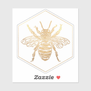 Pegatina PixDezines Bumble Bee+Honeycomb, Faux Gold
