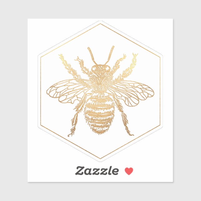 Pegatina PixDezines Bumble Bee+Honeycomb, Faux Gold (Hoja)
