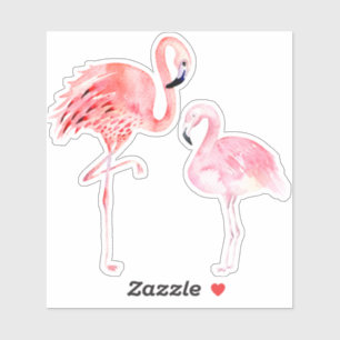 Pegatina PixDezines Flamingos rosas, mami+bebé
