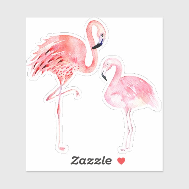 Pegatina PixDezines Flamingos rosas, mami+bebé (Hoja)