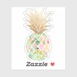 Pegatina PixDezines Mint Green Aloha Pineapple, Faux Gold